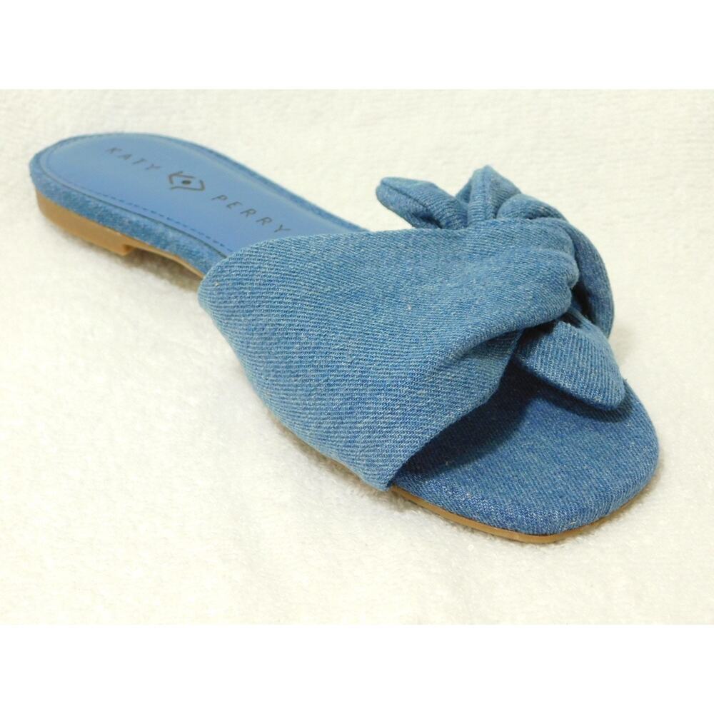W671 Katy Perry Blue Denim the Halie Bow Sandal Shoes - Size 8.5 M